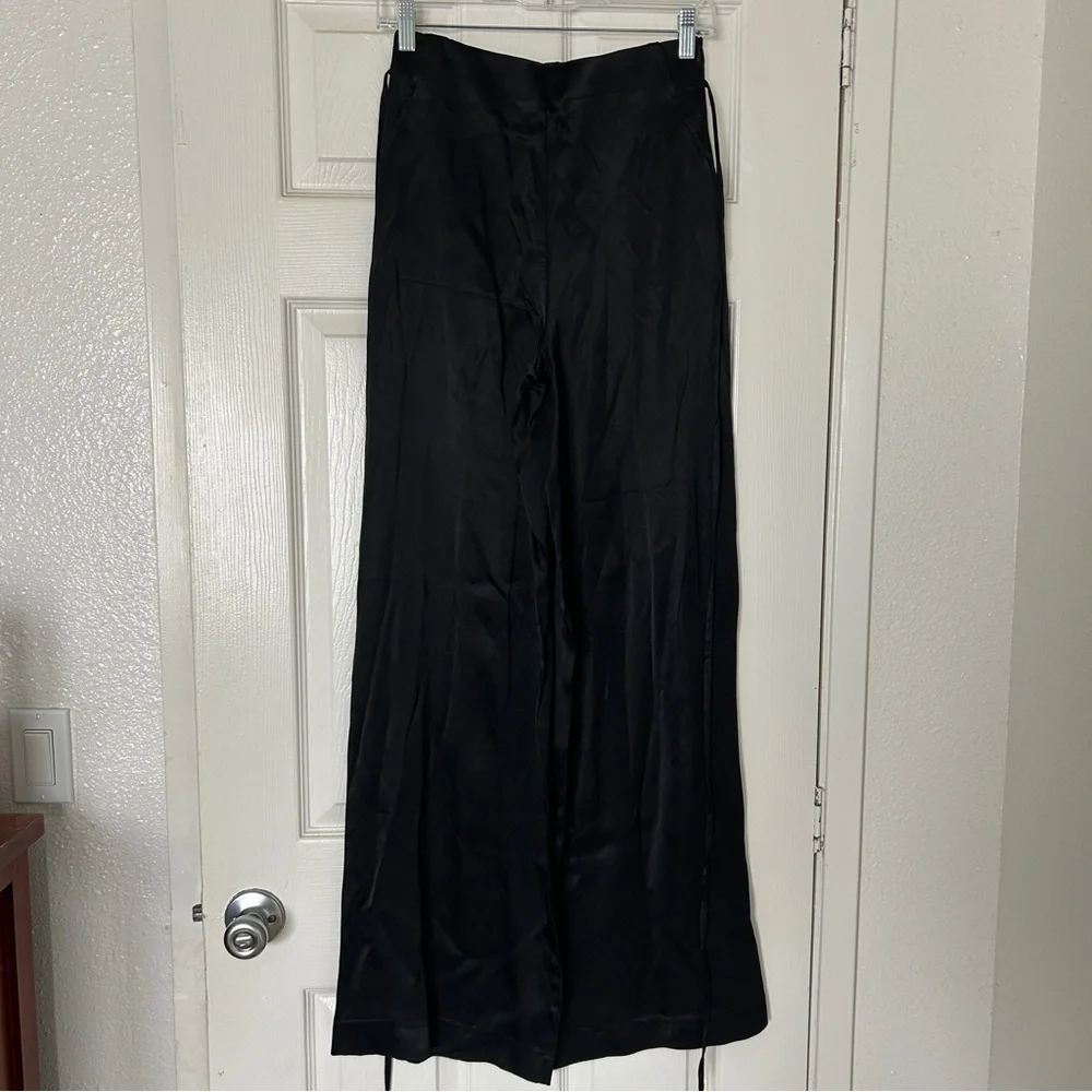 Zara satin effect high waisted pants with waist ties - Picture 3 of 5